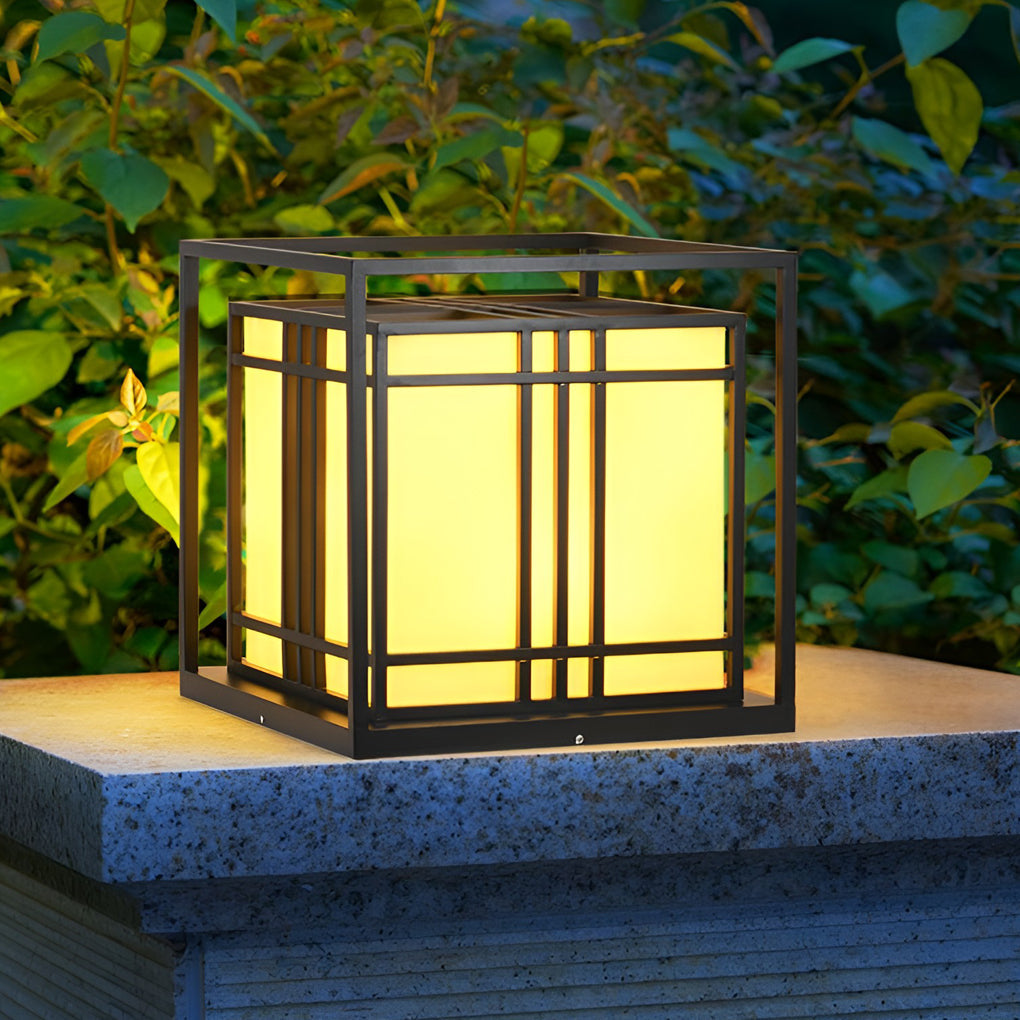 Retro Square Waterproof LED Black Modern Outdoor Post Caps Lights - Dazuma