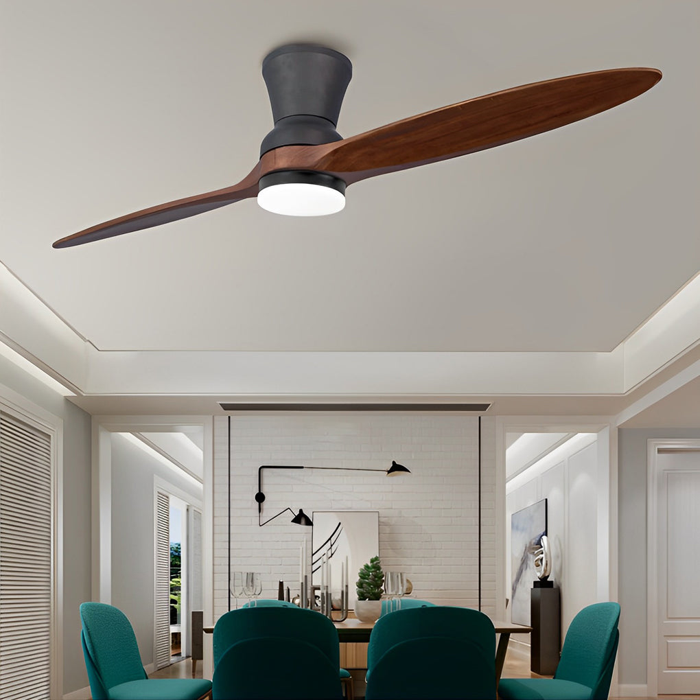 2 Blades Wood 18W LED Dimmable with Remote Mute Modern Ceiling Fans