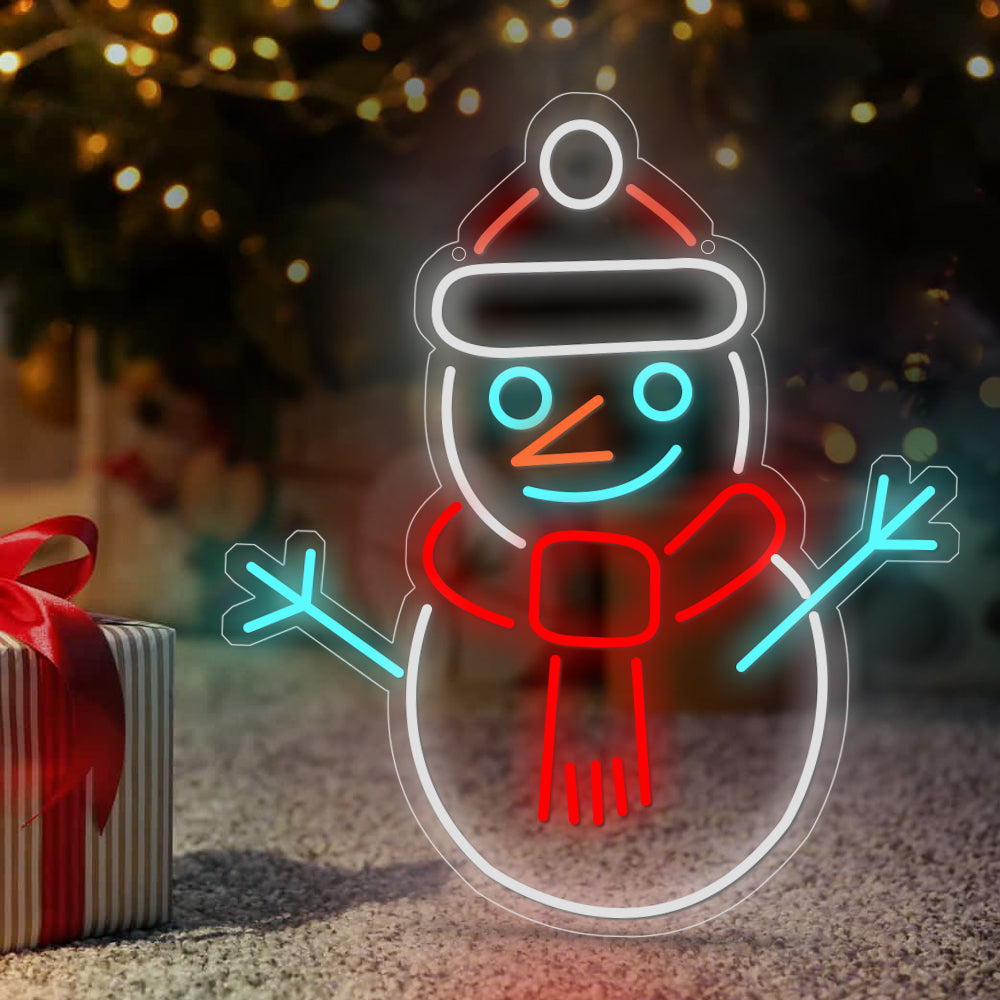 Neon Snowman Colorful Decor Acrylic Personalized LED Sign with Dimmer
