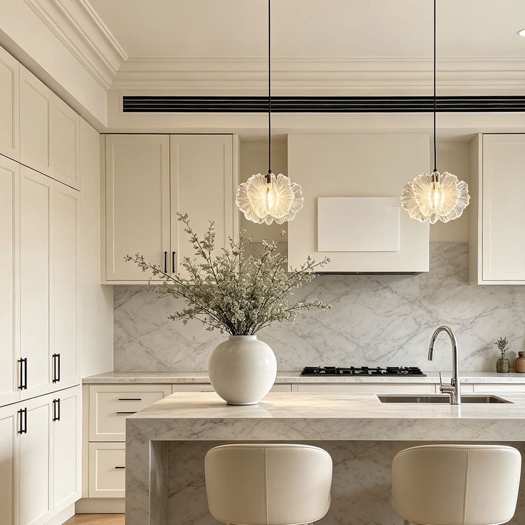 Petal Pendant Light French Cream-Style Adjustable Ceiling Light