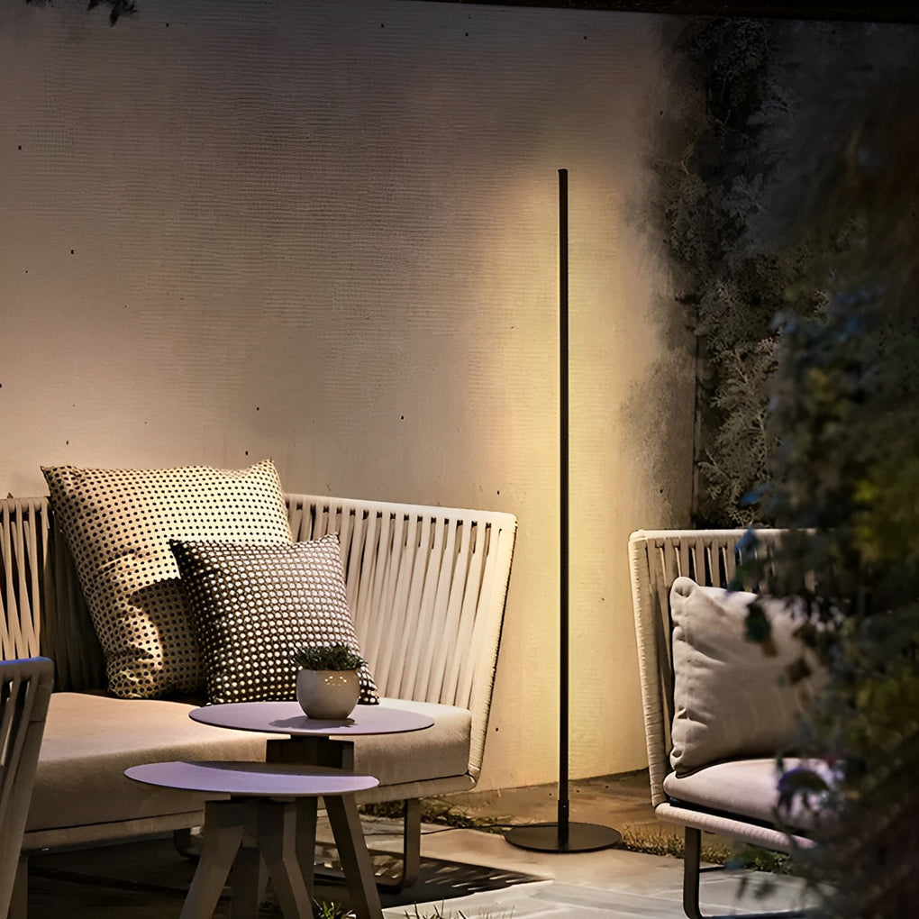 Waterproof Minimalist Outdoor LED Linear Lights Black Floor Lamp
