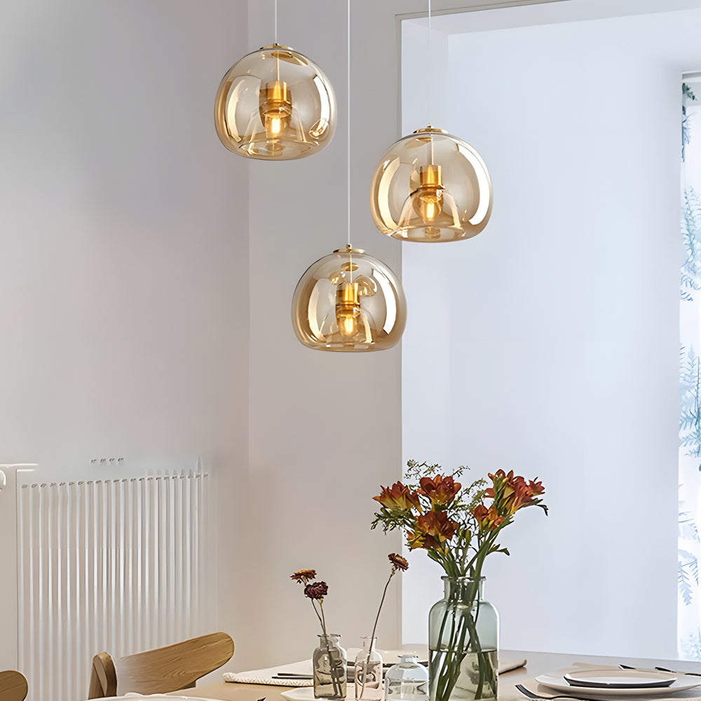 Creative Light Luxury Glass Cognac Smoke Gray Nordic Hanging Lights Fixture - Dazuma