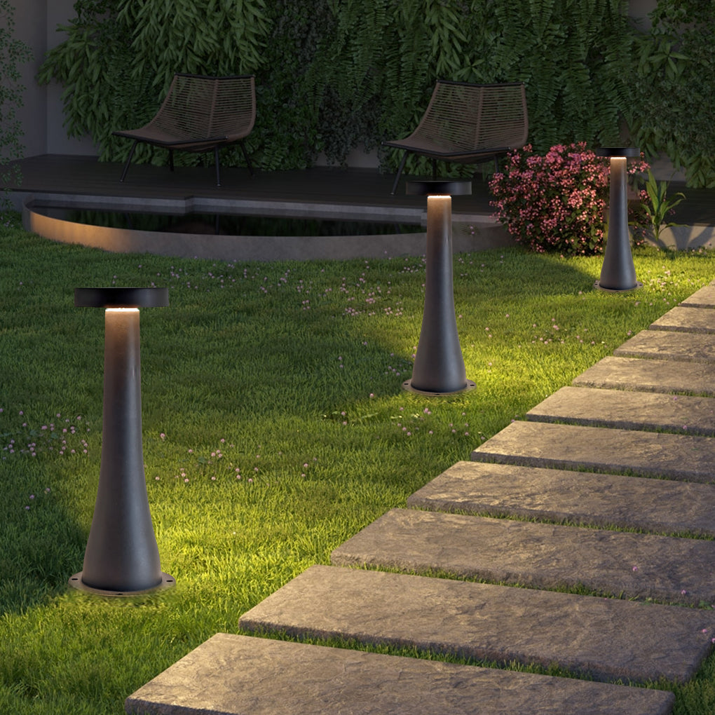 Round Mushroom Waterproof Aluminum Black Modern Outdoor Pathway Lights - Dazuma