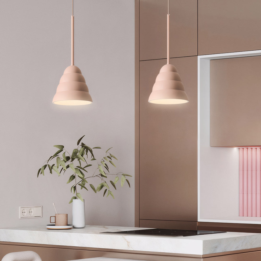 1-Light Resin Pink Figura Arc Pendant Lamp - Dazuma