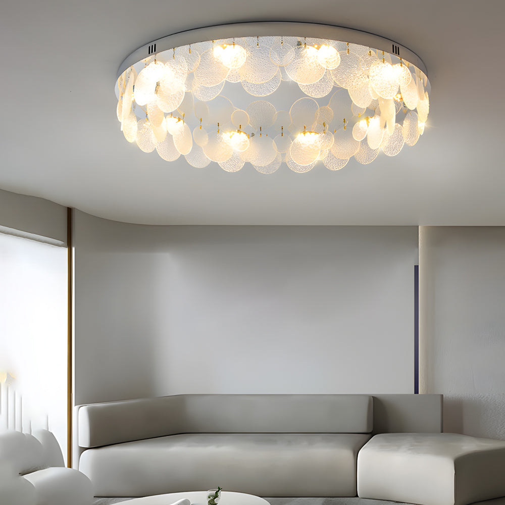 Round Small Glass Seashells 3 Step Dimming Simple Post-Modern Ceiling Lamp