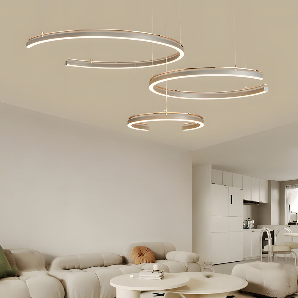 Modern Circular 2/3-Light C-Shape Suspension Ceiling Lamp - Dazuma