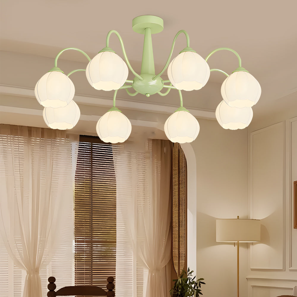 8 Round Flowers Bell Orchid Three Step Dimming Modern Ceiling Lights Fixture - Dazuma
