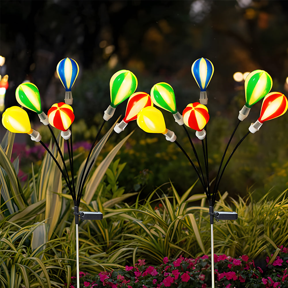 2 PCS Solar Swinging 6LED Hot Air Balloon Swaying Light Outdoor Lawn Stake Light Solar Garden Lights for Pathway - Dazuma.us