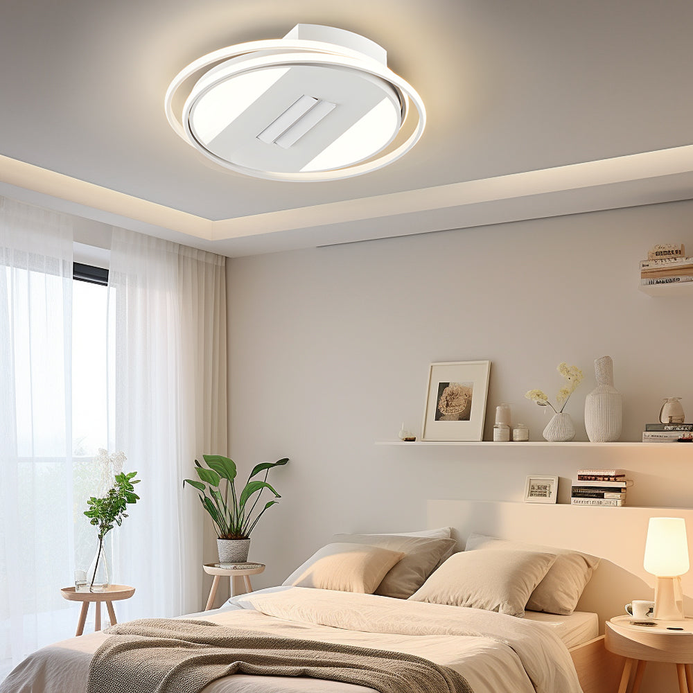 Square Round Stepless Dimming LED Mute White Modern Bladeless Ceiling Fans - Dazuma
