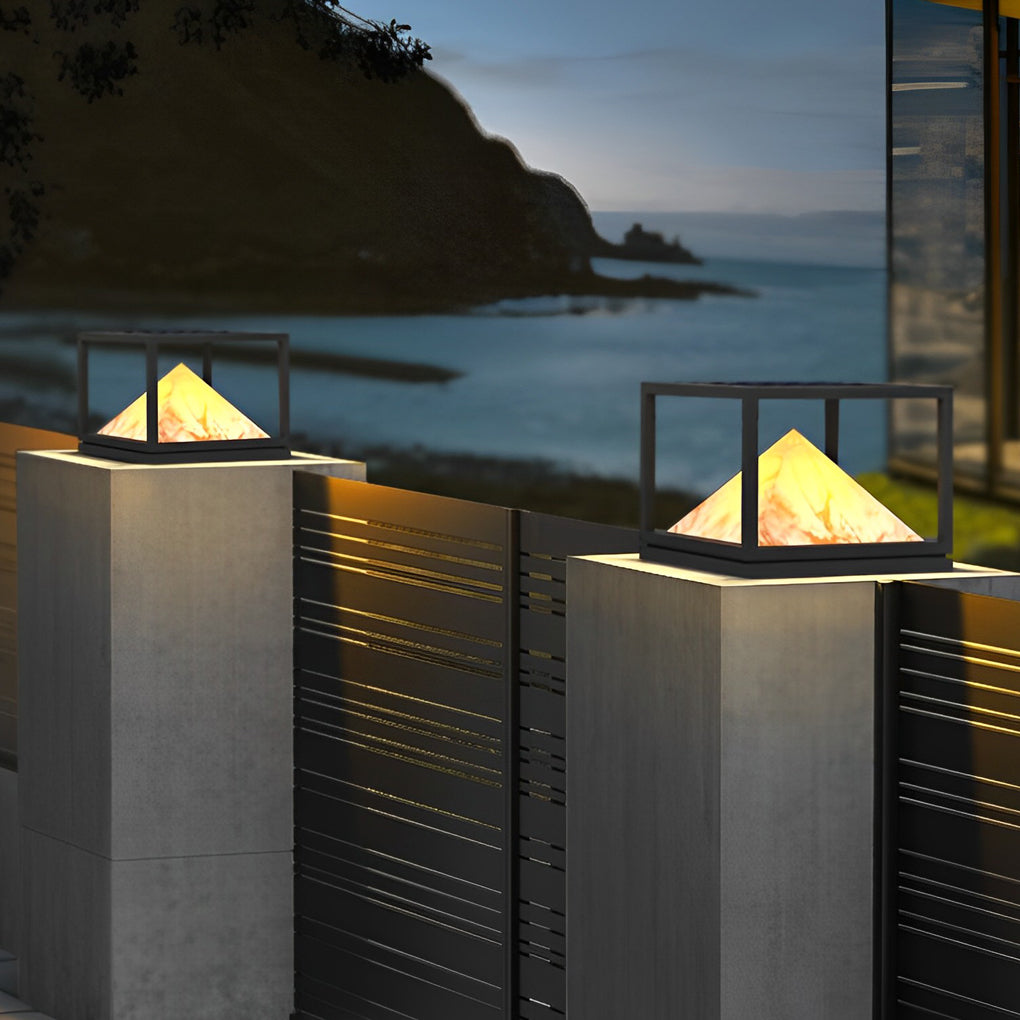 Square Mountain LED Waterproof IP65 Black Modern Solar Pillar Lights