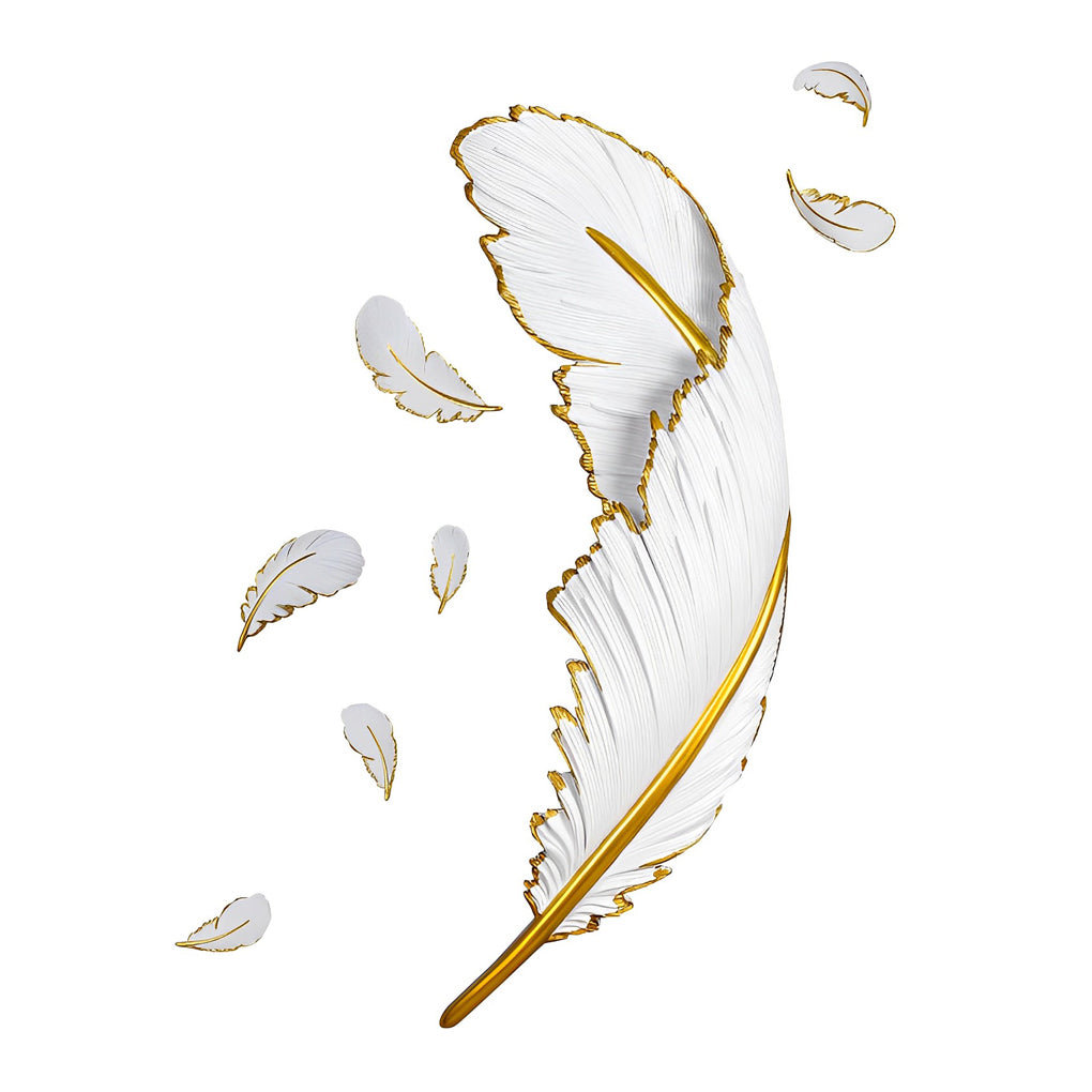 Modern Art Decorative Resin Feather Dimmable White Wall Sconces with LED Strip