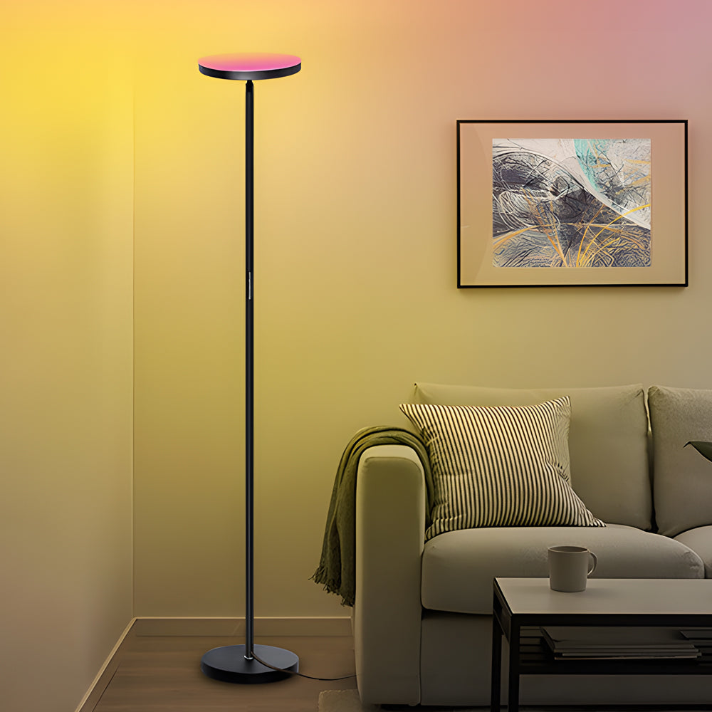 66.5'' Iron Round Adjustable Head Torchiere Floor Lamps Dimmable with Remote LED RGB Standing Lamp