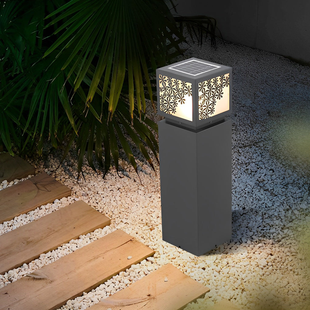 Snowflakes Decor LED Waterproof Black Modern Solar Outdoor Lawn Lamp - Dazuma