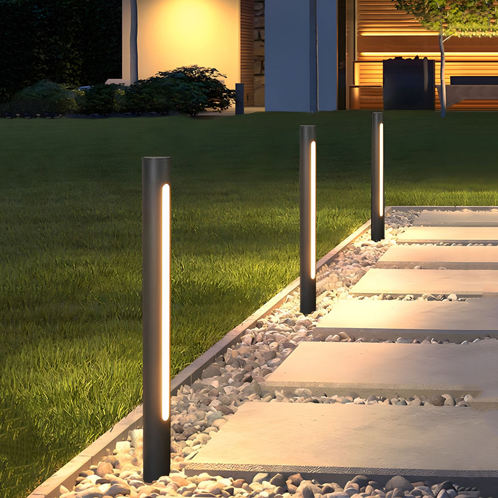 Matte Black Cylinder LED Outdoor Pathway Light - 15.8''/29.5'' H - Dazuma