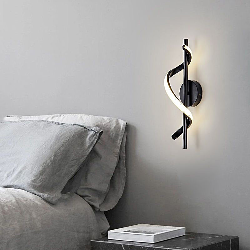 Spiral Strips Three Step Dimming LED Black Modern Wall Lamp Pendant Lights