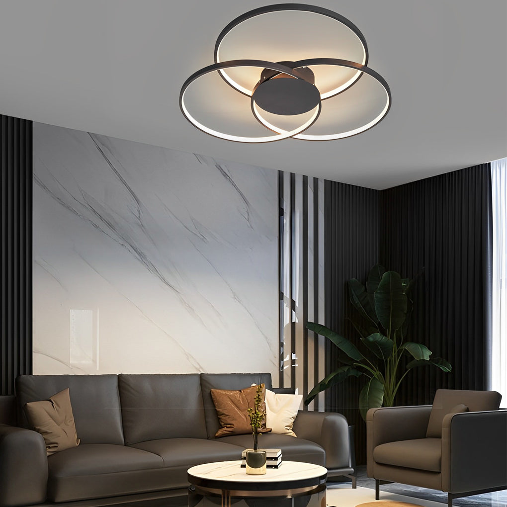 Three Rings Stepless Dimming Electroplated Metal Nordic Ceiling Lights