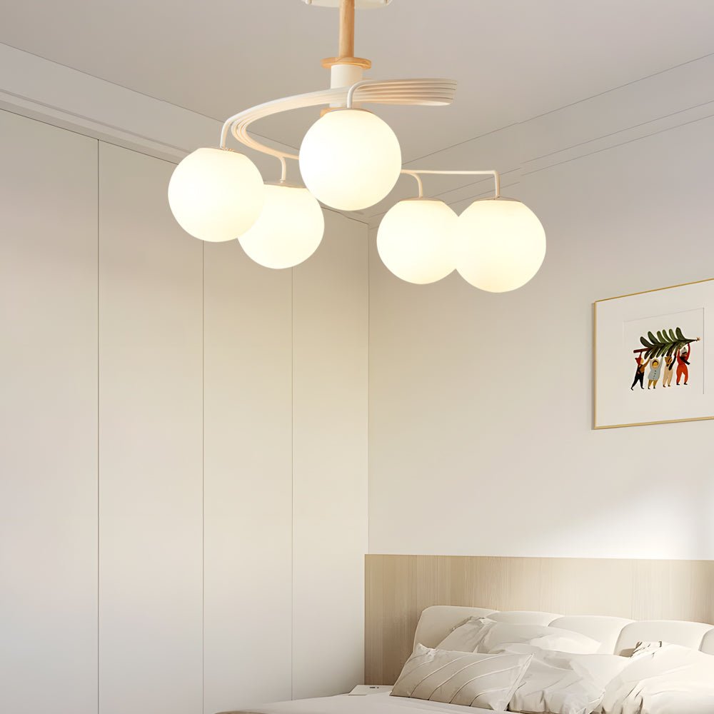 5 - Light Glass Ball Spiral Metallic Semi - Flush Mount Ceiling Light