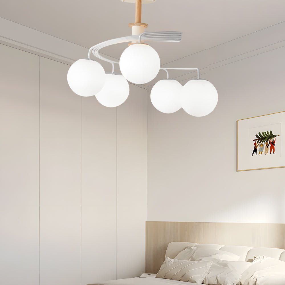 5 - Light Glass Ball Spiral Metallic Semi - Flush Mount Ceiling Light