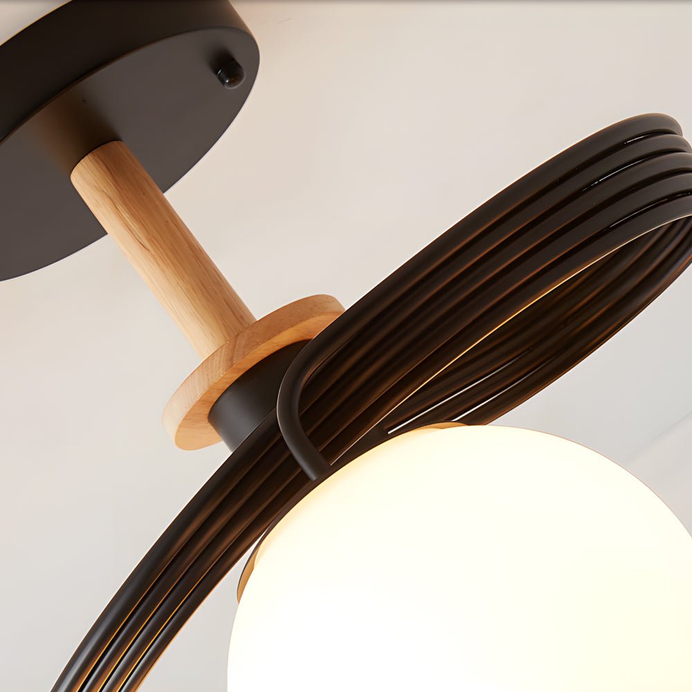 5 - Light Glass Ball Spiral Metallic Semi - Flush Mount Ceiling Light