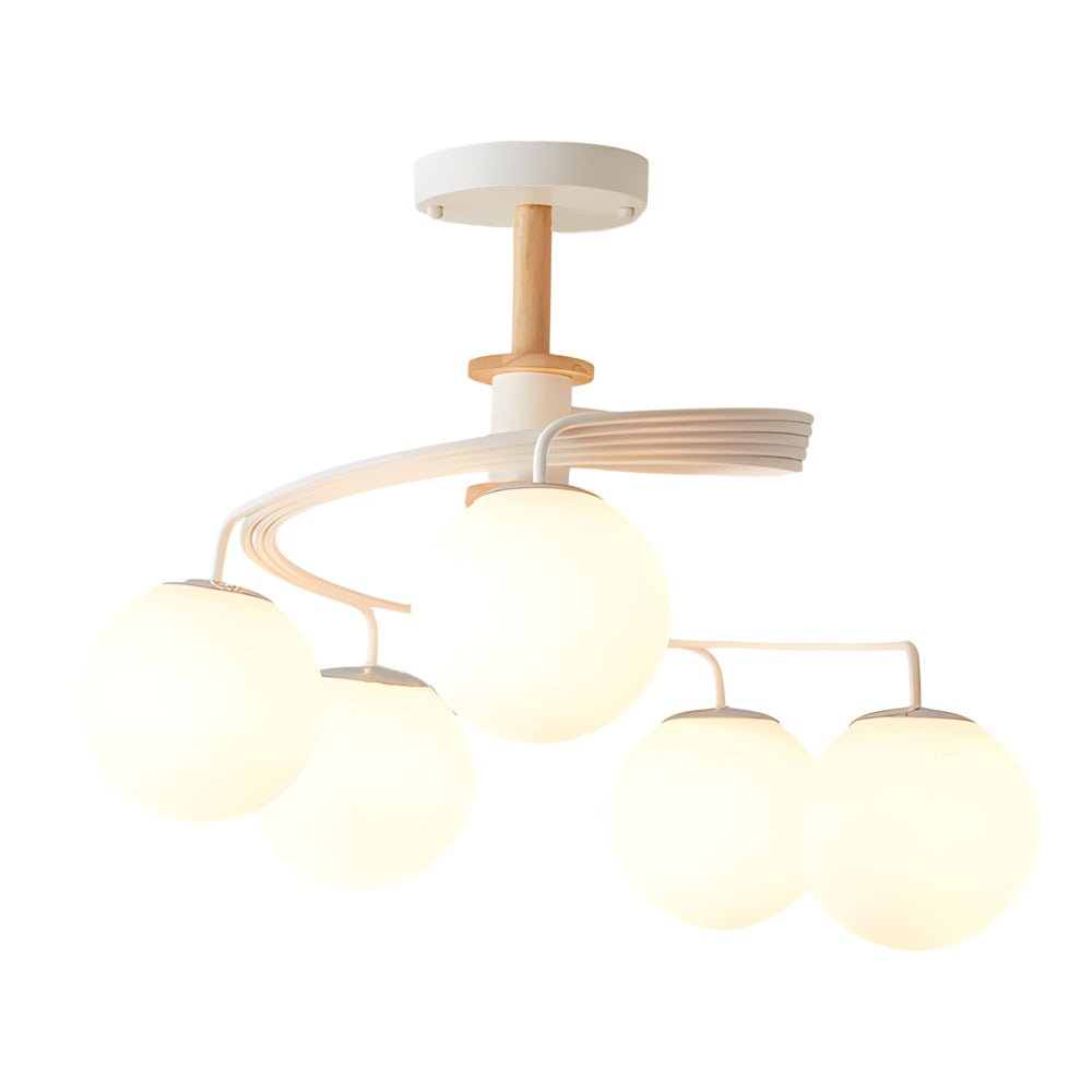 5 - Light Glass Ball Spiral Metallic Semi - Flush Mount Ceiling Light