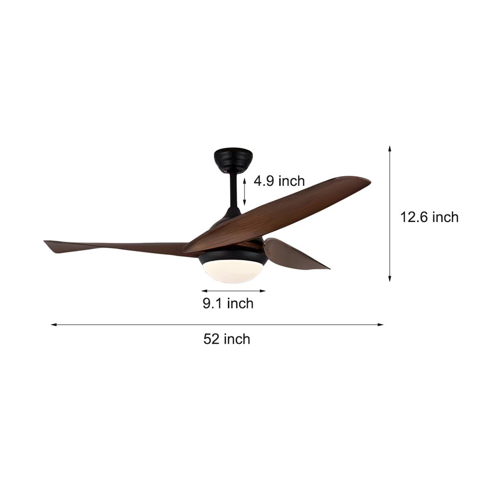 52 in. 3 - Blade LED 6 - Speed Quiet Ceiling Fan with Light and Remote Control