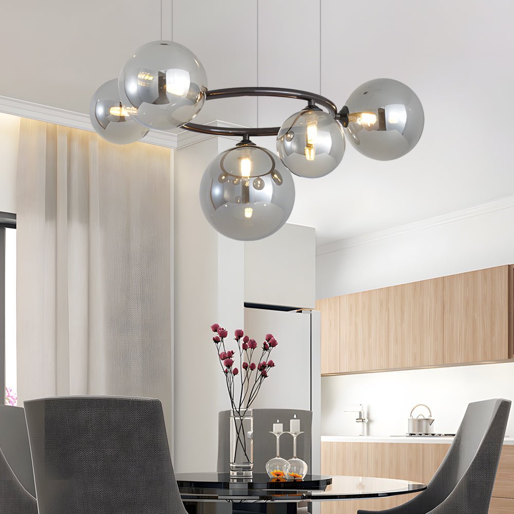 5/7/9 - Light Glass Ball Circular Contemporary Chandelier with 3 Step Dimming