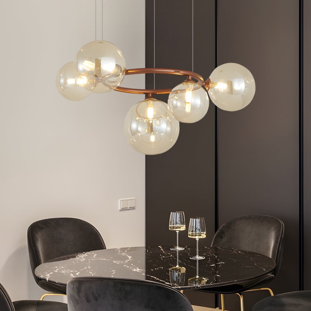 5/7/9 - Light Glass Ball Circular Contemporary Chandelier with 3 Step Dimming