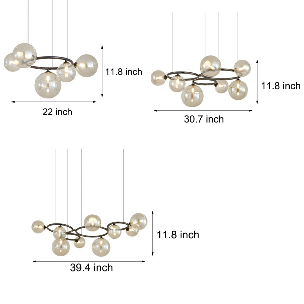 5/7/9 - Light Glass Ball Circular Contemporary Chandelier with 3 Step Dimming