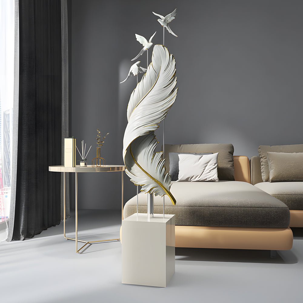 59.1 - Inch Decorative Resin Feather Sculpture Floor Ornaments