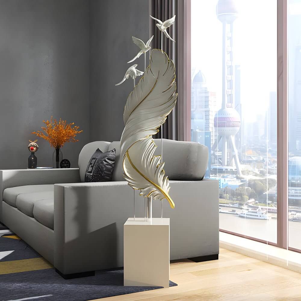 59.1 - Inch Decorative Resin Feather Sculpture Floor Ornaments