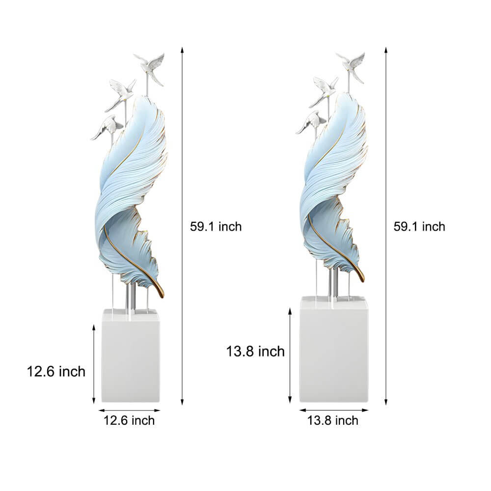 59.1 - Inch Decorative Resin Feather Sculpture Floor Ornaments