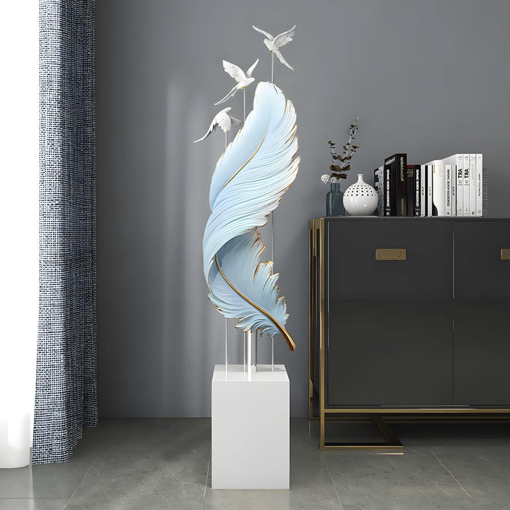 59.1 - Inch Decorative Resin Feather Sculpture Floor Ornaments