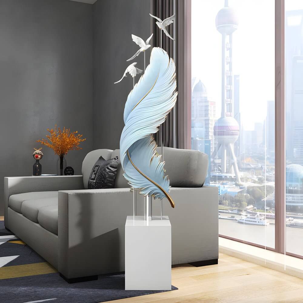 59.1 - Inch Decorative Resin Feather Sculpture Floor Ornaments