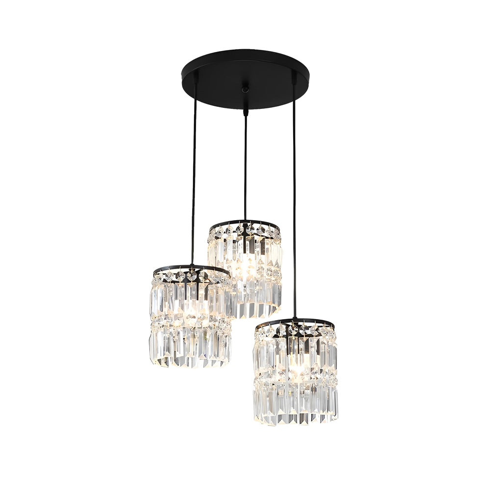 Cylindrical Crystal Shade Three Step Dimming Nordic Hanging Lights Fixture