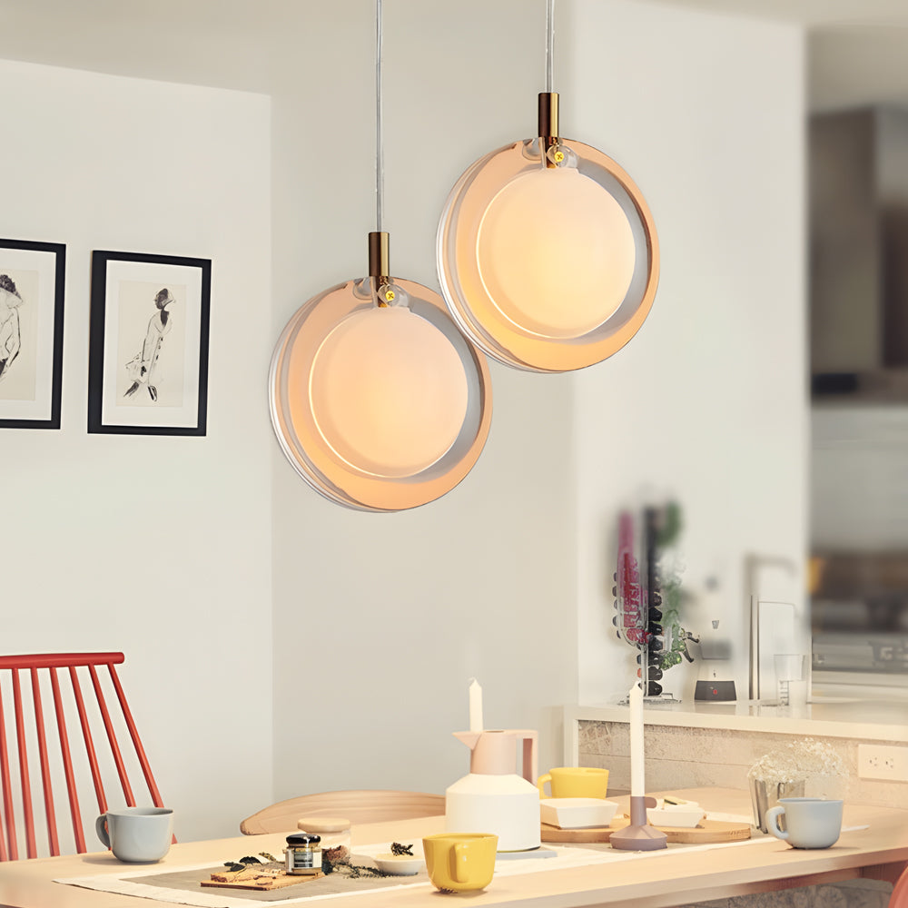 Simple Round Glass Creative Postmodern Pendant Light Hanging Ceiling Lamp - Dazuma