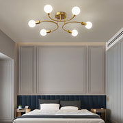 4/6/8-Light Curved Arms White Shade Modern Ceiling Light Fixture - Dazuma