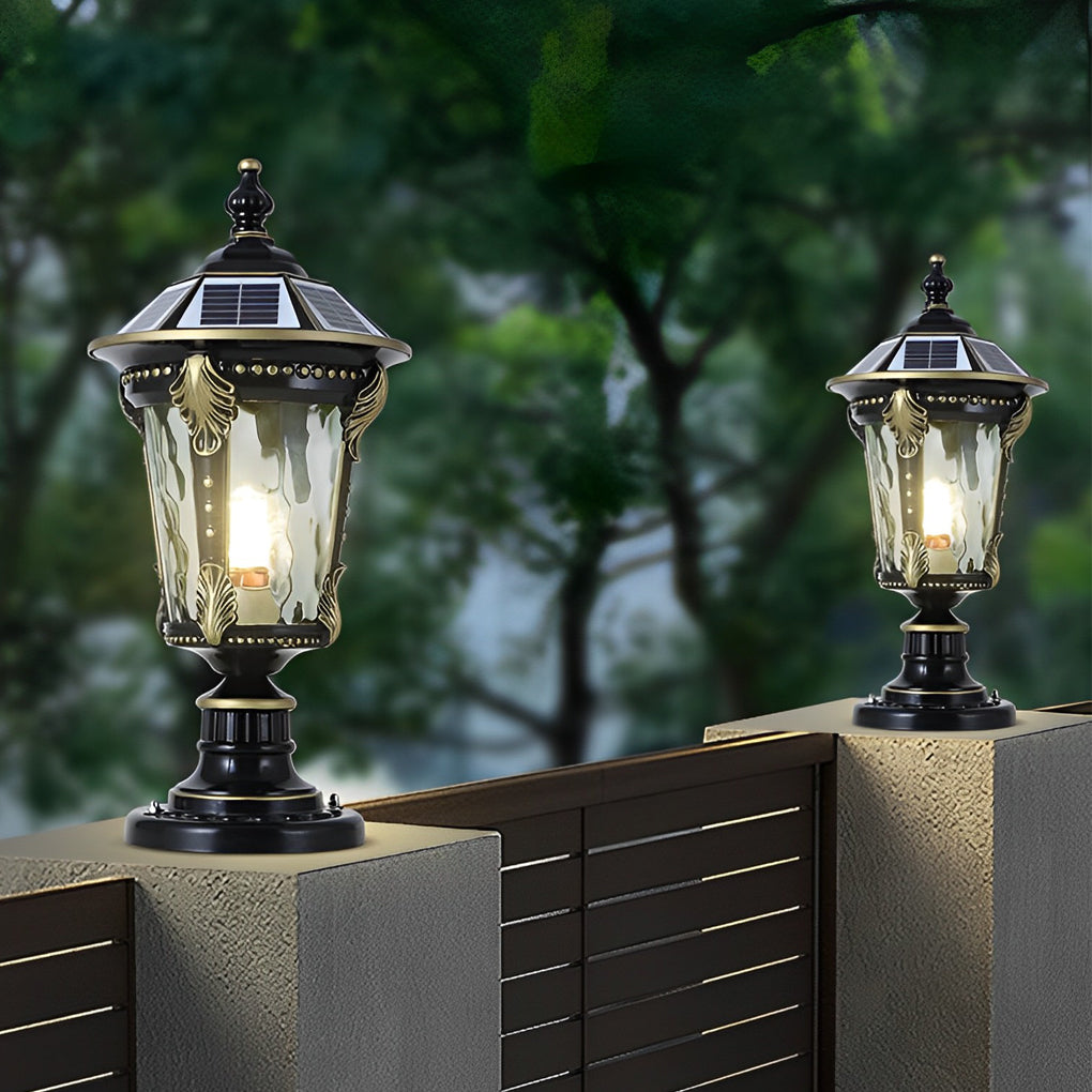 Dual Purpose Waterproof Aluminum Retro Solar Fence Post Lights with Remote - Dazuma