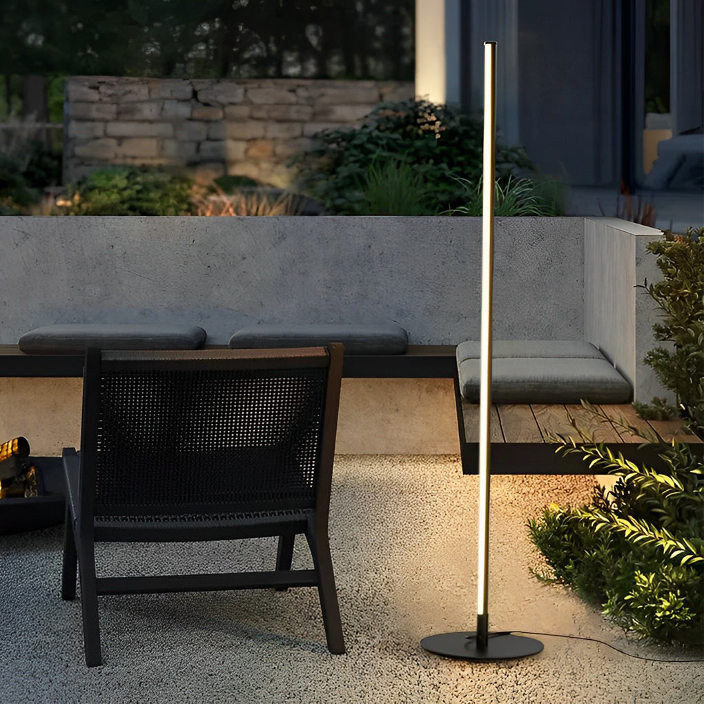 Minimalist Long Strip Waterproof Black Modern Solar Outdoor Floor Lamp - Dazuma