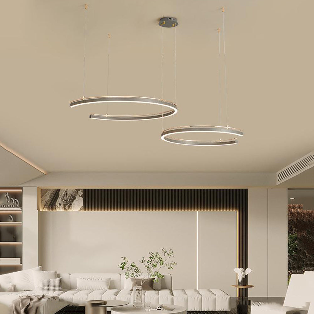 Modern Circular 2/3-Light C-Shape Suspension Ceiling Lamp