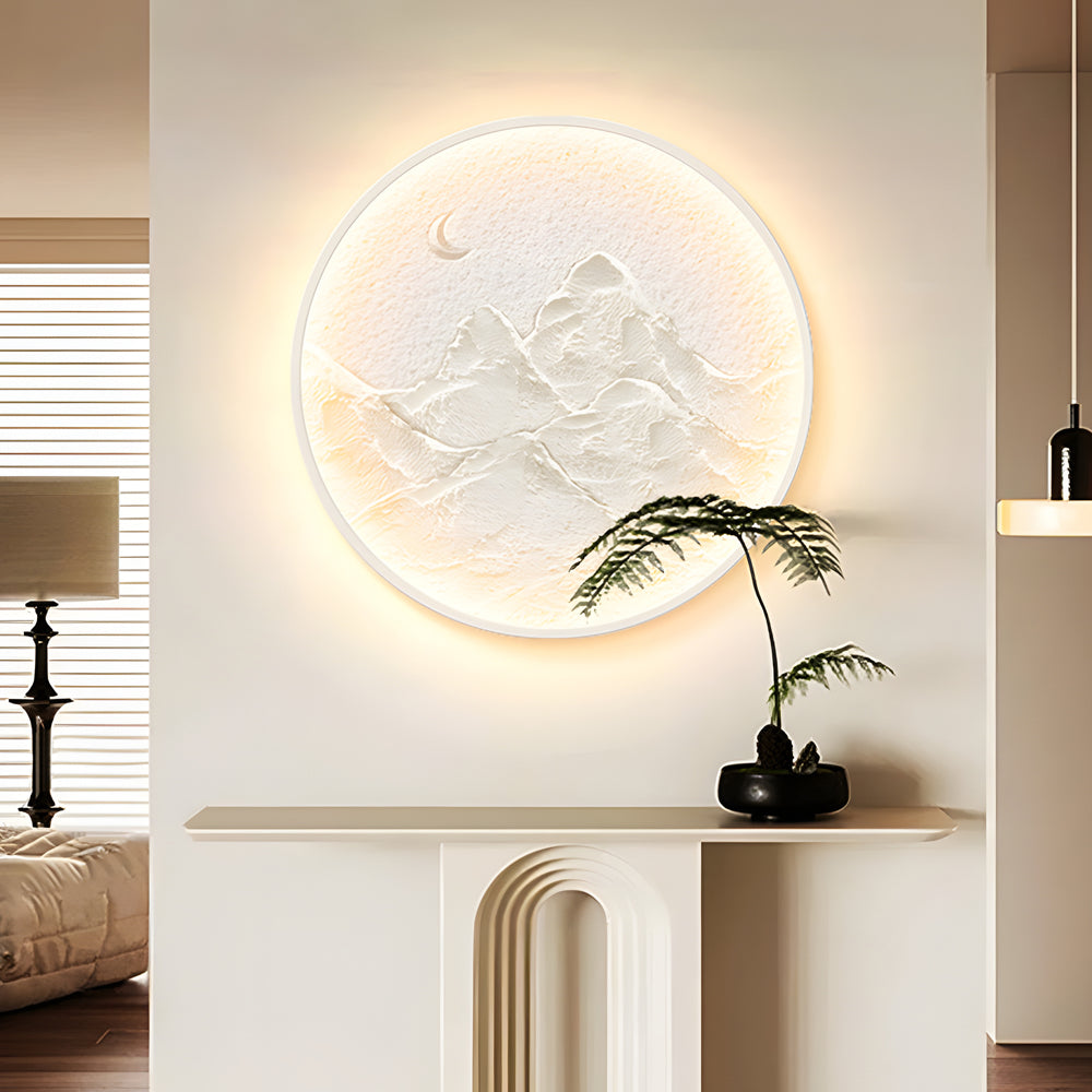 Nordic Moon Wall Sconce - Round Mountain Moon Decorative Painting Lamp