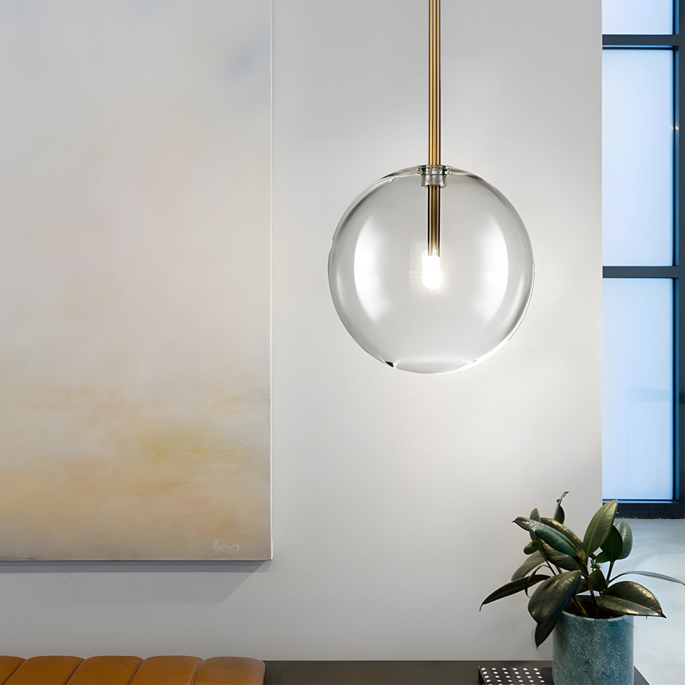 1-Light Clear Glass Globe Pendant Lights Hanging Lighting Fixture - Dazuma