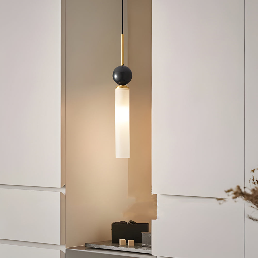 Vertical Marble Cylinder 1-Light Pendant Light - Modern Hanging Lamp