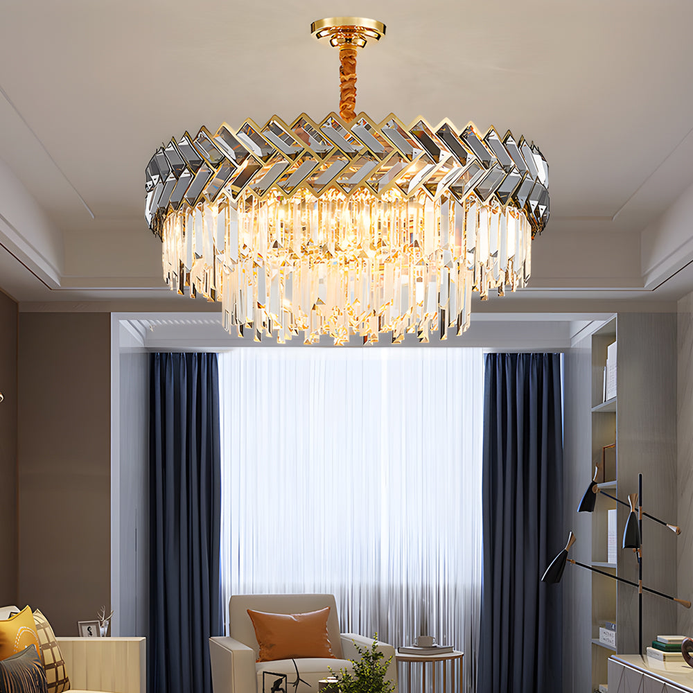 Modern LED Dimmable Dining Room Crystal Chandelier-Round/Rectangle