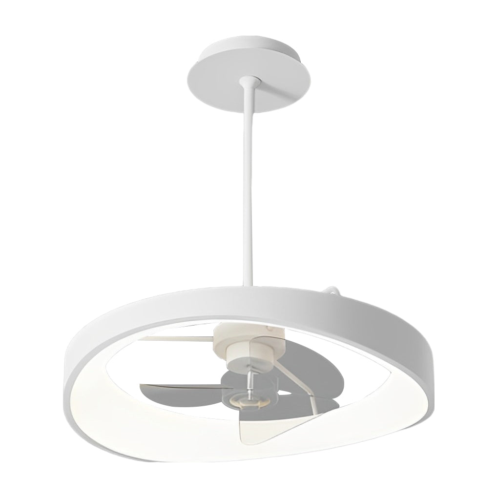 Circular Mute LED Stepless Dimming White Modern Ceiling Fans with Remote