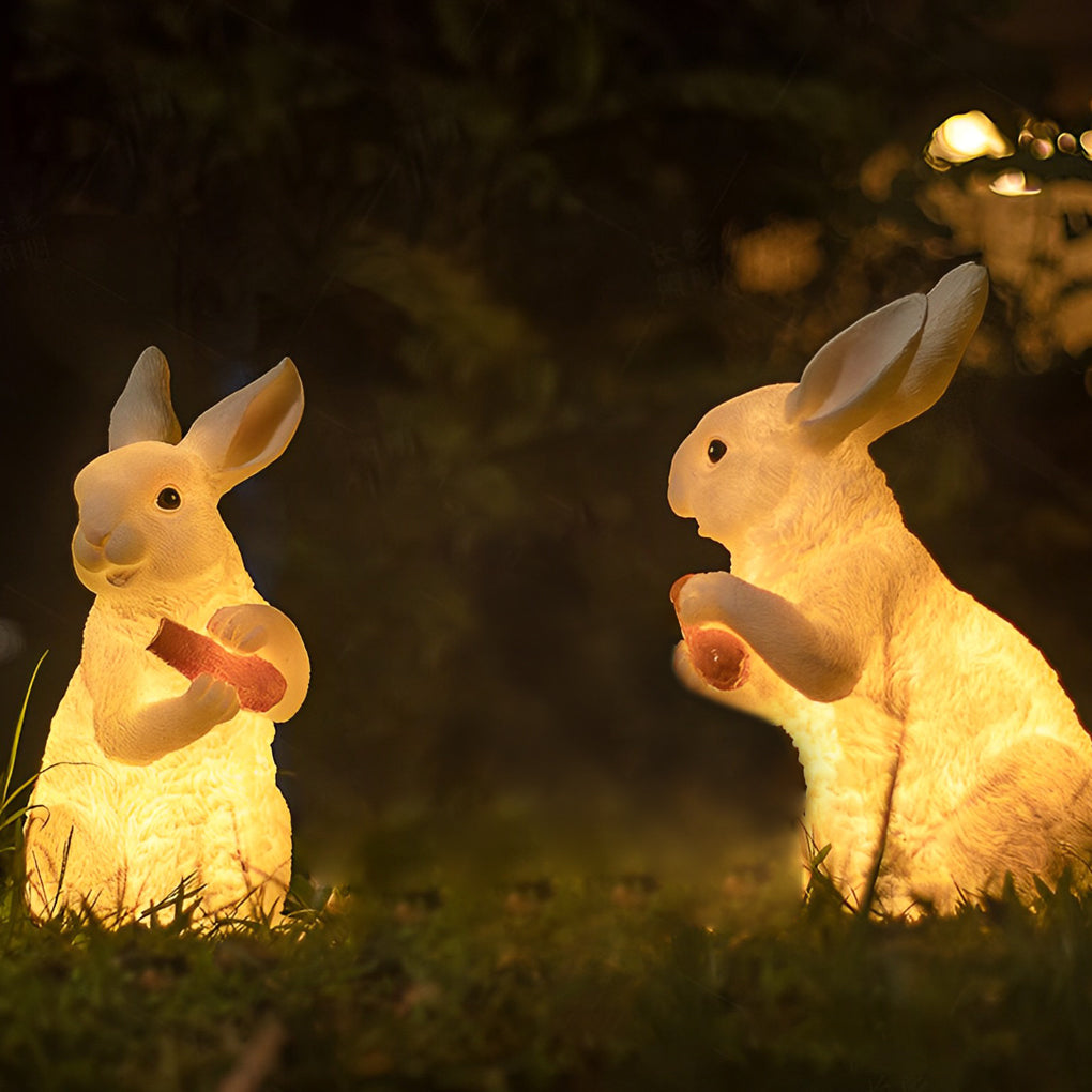 Resin Fiberglass Rabbits Creative Waterproof White Modern Garden Lights - Dazuma