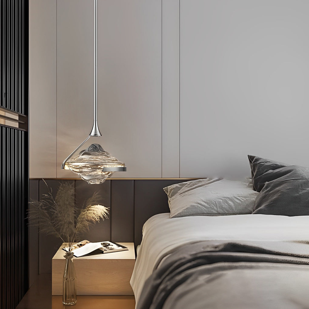 Luxury Creative Glass Ufo Spinning Top LED Modern Bedside Pendant Lights