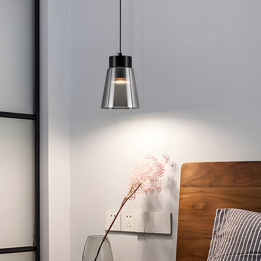 Minimalist Smoke Gray Glass Shade Cob Modern Pendant Lights Chandelier - Dazuma