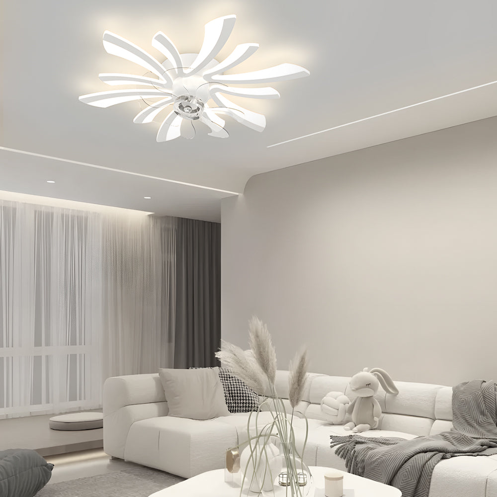 Creative Flowers Three Step Dimming Luxury Modern Ceiling Fan with Light - Dazuma