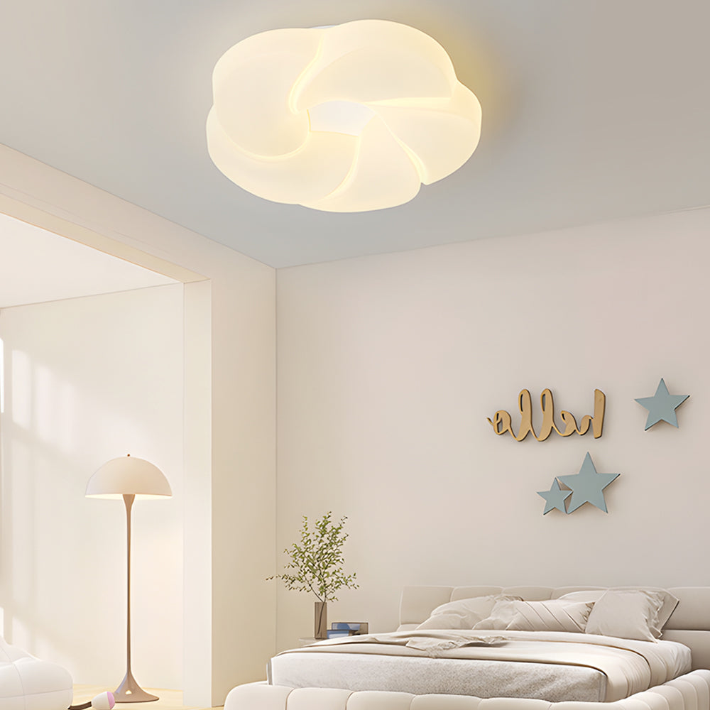 Milky White Cute Flower LED Three Step Dimming Modern Ceiling Light Fixture