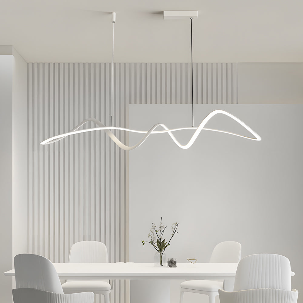 Wave Lines Dimmable with Remote LED Chandeliers Dining Room Lights